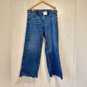 American Eagle Wide Leg Distressed Hem Jeans 16 Long NWT